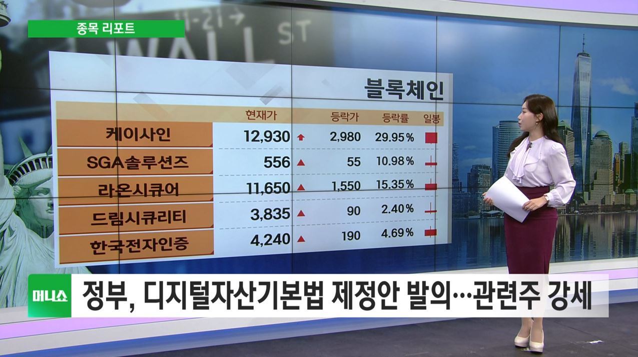 [종목리포트] 정부, 디지털자산기본법 제정안 발의···관련주 강세