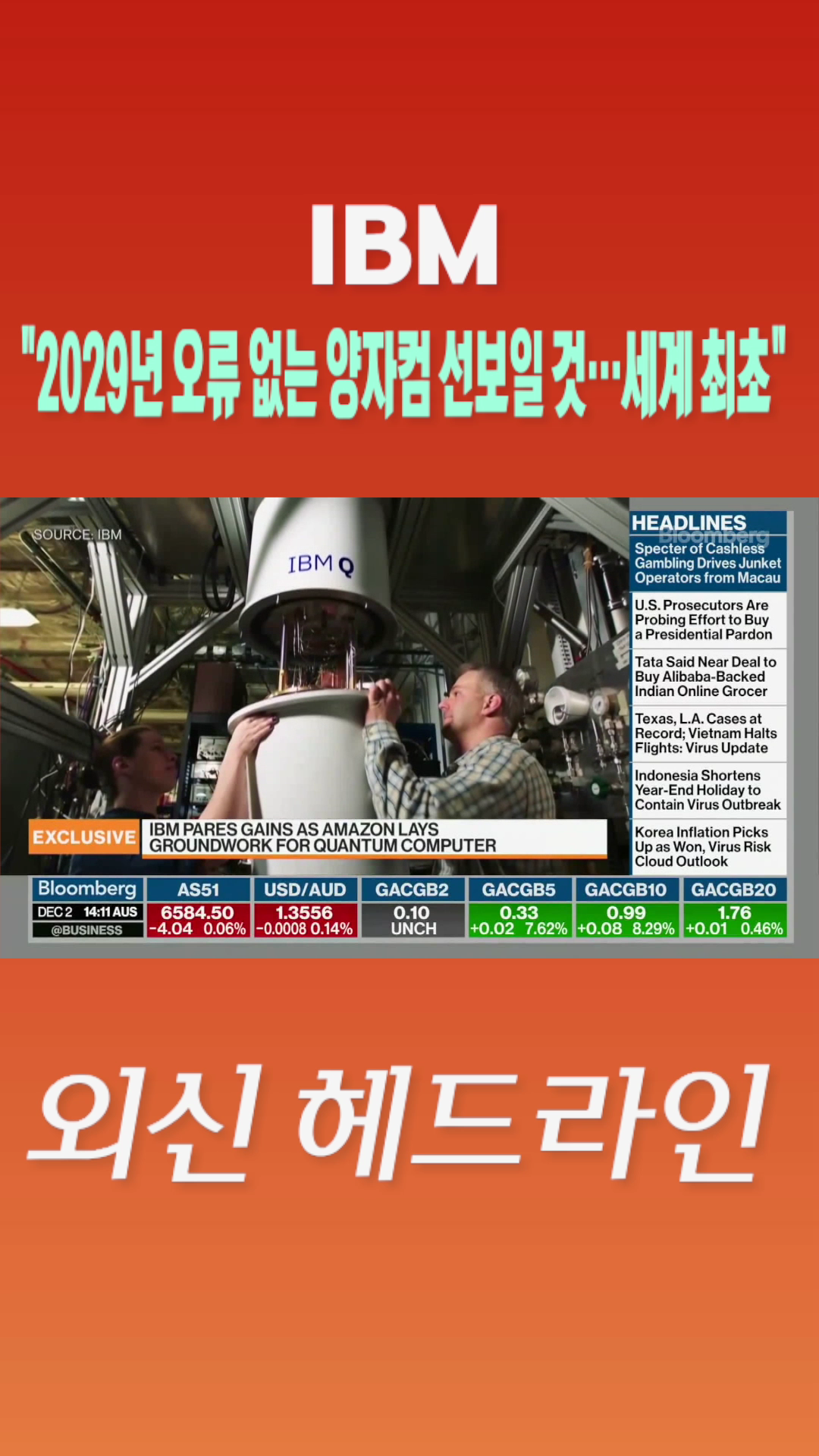 [숏폼] IBM 2029년 오류 없는 양자컴 선보일 것…세계 최초
