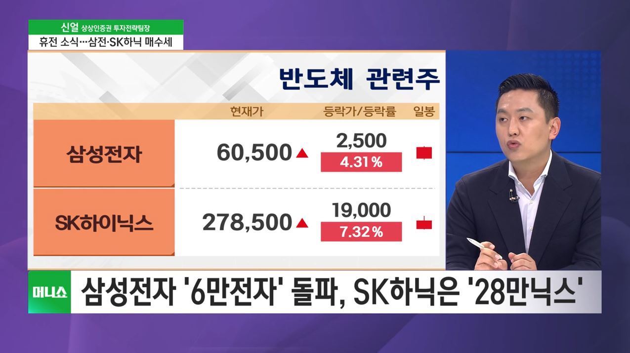 [증시 인사이트] 트럼프 이-이, 전면 휴전 합의…긴장 완화에 '6만전자' 회복