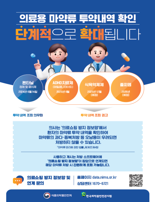 식약처  ADHD 치료제 처방전 투약내역 확인 
